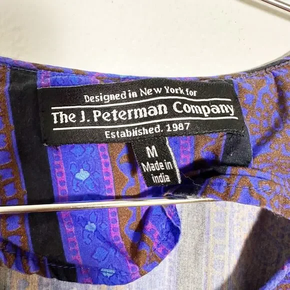 J. Peterman Vintage Cotton Multicolored Caftan Kaftan House Dress MuuMuu sz M - Picture 3 of 9